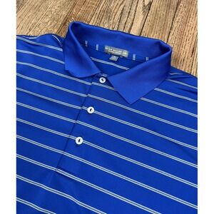 Peter Millar Summer Comfort Blue Striped Golf Performance Polo Size XL